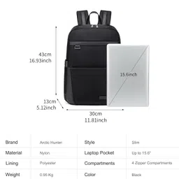 ah arctic hunter Arctic Hunter Slim Laptop Backpack for Men Women 16L Nylon Water Repellent Lightweight Multiple Pockets Daily Backpack with Metal Buckle for Office College image 5