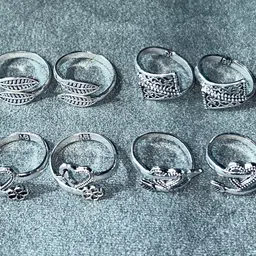 kp jewels Women & Girls Metal Fancy Glossy finish Toe Ring Adjustable Bichiya/Leg Finger Ring-Combo-4 (A_C_P_110823_Silver) image 4