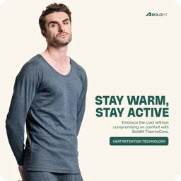 boldfit Thermal Wear For Men Set Top & Bottom Natural Insulation Thermal Wear For Men Thermal Winter Clothes For Men Set Thermals Innerwear For Men Cotton-viscose Body Warmer For Men Set & Top Thermal image 3