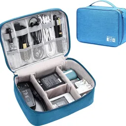 BUYFLUX Electronics Accessories Organizer Bag, Universal Carry Travel Gadget Bag for Cables, Plug and More, Perfect Size Fits for Pad Phone Charger Hard Disk (Light Blue) image 1