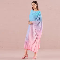 navyasa by liva Navyasa Pink Liva Jacquard Abstract Print Kaftan Set image 3