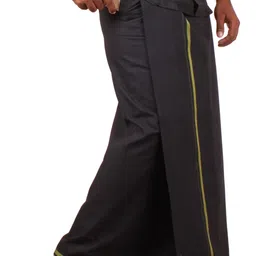 prakasam cotton Men's Welcro pocket Black Colour Dhoti. (Hip Size-36, Length - 42 inches) … image 1