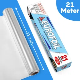 eurofoil Food Wrap Aluminium Foil 21 Metre | Food Grade Strong & Durable Foil | for Packing, Wrapping, Cooking, Baking & Grilling | Non-Stick Multipurpose Parchment Paper | Keeps Food Fresh image 2