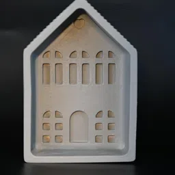 Zen Decor Decorative House-Shaped Ceramic Tea Light Holder, White, Window Design image 3