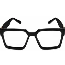 pc star | Full Rim Square Branded Latest and Stylish Sunglasses | 100% UV Protected And Driving Sunglasses | Men & Women | Medium | Black And White Frame/Black And Clear Lens - Pack of 3 image 4