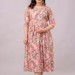 aavrittiqueens Women's Printed Maternity Feeding Dress with Zipper image 5