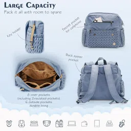 Diaper Bag Backpack Large Capacity Convertible Travel Back Pack Waterproof Baby Bag for Mom and Girl image 2