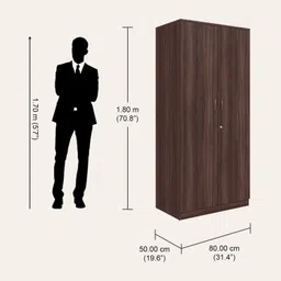 GODREJ INTERIO Wardrobe EWA 2-Door Engineered Wood Wardrobe for Clothes (Brown), 1-Year Warranty, 2 Shelves, 1 Drawer image 2