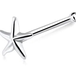 via mazzini 92.5-925 Sterling Silver Starfish Nose Pin Stud for Women and Girls (NR0182) 1 Pc image 1