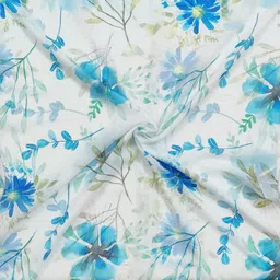 one echelon Fine Chiffon Ombre Scarf for Women Lightweight Fashion Scarves in Print Floral Pattern (Aquamarine Blue) image 3