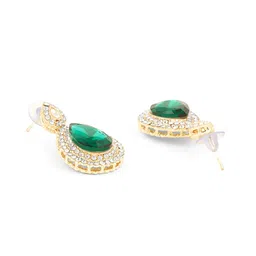 zaveri pearls Green Dazzling Stones Austrian Diamonds Necklace & Earring Set For Women-ZPFK18231 image 4