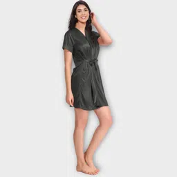 siami Apparels Solid Satin 6 Piece Nightwear/Nighty Set | Attractive & Stylish | (1 Robe, 1 Nighty, 1 Top, 1 Patiala, 1 bra and panty set) for Women image 3