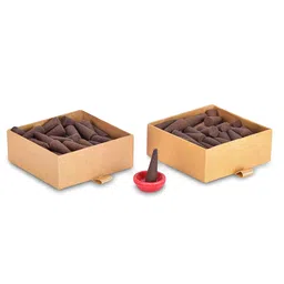 PHOOL LUXURY INCENSE Devotion Pack Of 2 Natural Incense Cones | Fragrance - Tulsi & Jasmine | Special Char Dham Yatra Pack | 80 Natural & Organic Dhoop Cones For Pooja | Free Dhoop Stand Inside image 5