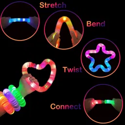 SUPER TOY 6 Light Up Pop Tubes Glow Stick in The Dark Party Favors Stretchy Pipes Toy for Kids & Adults image 2