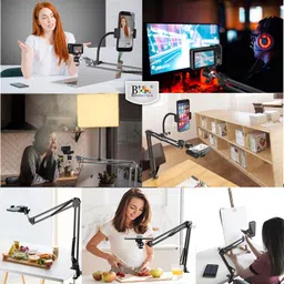 BROLAVIYA Overhead Video Mobile Stand with 11 inch Video led Light 2700 to 5500k, Metal Arm,1/4" Ball Head for Camera,Gopro,with Mobile Bracket and Flexible Clip Arm image 5