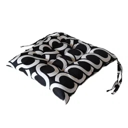 Kuber Industries Geometric Seamless Pattern Microfiber Square Chair Pad Seat Cushion for Rocking Chair, Office Chair, Dinning Chair, Indoor/Outdoor with Ties, 18 * 18 Inch (Black) image 5