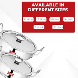 camro steel Camro Kadhai Induction Bottom with Lid 6.1 & 4 Liters Set of 2 | Gas Stove Compatible | Cookware kadhai | Kadhai for Deep Frying | Kadai for Cooking Stainless Steel image 3