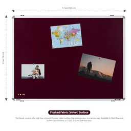 pragati systems Pragati Systems® Prima Fabric Pinup Board for Home, Office & School with Heavy-Duty Aluminium Frame | Display Board Organizer for Photos, Notes, to Do Lists | Large Size 3x4 Feet (Pack of 1), Maroon image 2