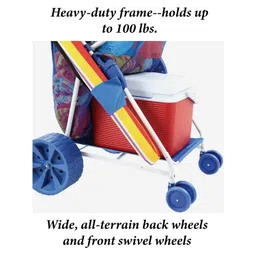 beach carts Folding Multi-Purpose Deluxe Beach Cart with Wide Terrain Wheels - Holds Your Beach Gear and More! image 2