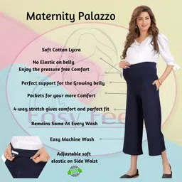 Easy Feed Women's Regular Fit Cotton Maternity Palazzo image 2