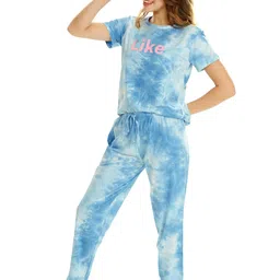 lotik Women's Cotton Lycra Tie-Dye Print Comfortable Top & Payjama Set image 4