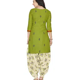 miraan Women Cotton Unstitched Dress Material (SGPRI423, Green, Free Size) image 2