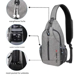 Glamex Crossbody Sling Backpack Sling Bag Travel Hiking Chest Bag Daypack, Compact Design for Daily Use & Outdoor Activities (grey) image 5