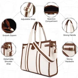 womanix Laptop Tote Bag Canvas Laptop Bag 15 inch Work Shoulder Bags Casual Briefcase Handbag for Travel, Office, College (0046) image 5