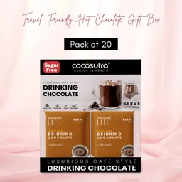Cocosutra LITE Sugar Free Drinking Chocolate | Travel Friendly Gift Hamper | Caramel Hot Chocolate | 20 Sachets | Low Carb, Low Calorie | Stevia & Erythritol based | Vegan | 400g image 4