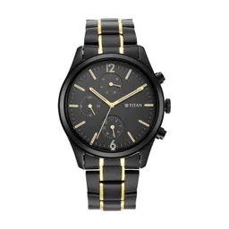 titan Black and Gold Gray Dial Analog Stainless Steel Strap Watch for Men-NS1805KM03/NT1805KM03 image 1