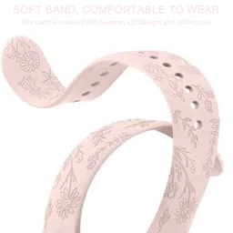Tobfit Floral Engraved Silicone Band for Fitbit Versa 2 Watch, Soft Quick-Release Sport Strap for Fitbit Versa SE Smart Watch (Watch Not Included), Wristband with Metal Buckle for Women image 4