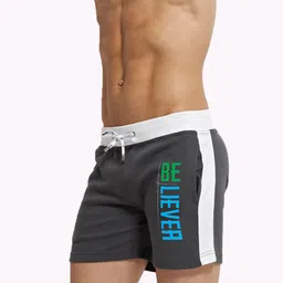 hotfits Men's Self Designed Black Cotton Regular Shorts image 2