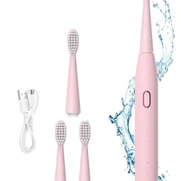 US1984 Sonic Electric Toothbrush for Kids Adults with 5 Modes, 4 Brush Heads & Rechargeable Battery Last up to 30 Days, Ultra Soft, IPX7 Waterproof, Electric Power Tooth brush (Light Pink) image 1