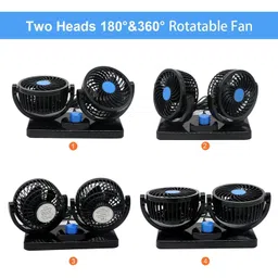 SMMeStore Double Headed Vehicle Fan Voltage: DC24V Weight: 0.5Kg Noise 45db 100% Pure Copper Motor Electric Car Cooling Fan 360° Rotatable Dual Heads Air Circulator Manual for All Cars image 5