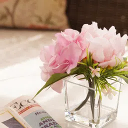 Pure Home + Living Light Pink Artificial Peony with Glass Vase image 2