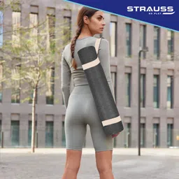 Strauss Anti Skid TPE Yoga Mat with Carry Strap, 6mm, (Black) image 5
