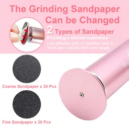 HayZBao Electric Foot File - Callus Remover for Feet,Professional Pedicure Tool for Dead Skin and Calluses,Adjustable Speed Foot File with 60 Pcs Sandpaper Discs - Pink image 4