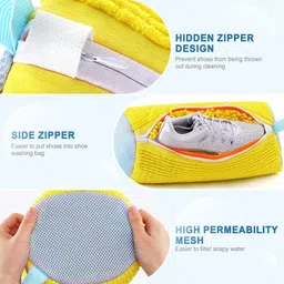 BELOXY Shoe Washing Machine Bag Laundry Shoes Bag for Washer and Dryer Reusable and Durable Zipper Plush Washing Machine Bags for Sneakers, Running Shoes, Sock and Toys (1) image 4
