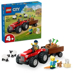 LEGO City Red Farm Tractor with Trailer & Sheep Toy, Playset for Kids 60461 Building Blocks Toys for 4+ Gift for Boys and Girls image 1