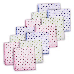 cotton square Pure Cotton Multicolour Printed Patterns Hankies for Kids Size 26 * 26 Cm (Pack of 12) image 1