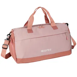 storite Nylon 44.5 cm Travel Duffle Bag for Women with Luggage Trolley Sleeve Lightweight, Waterproof Luggage Bag with Shoe Compartment (Pink, 44.5 x 18 x 25 cm) image 1