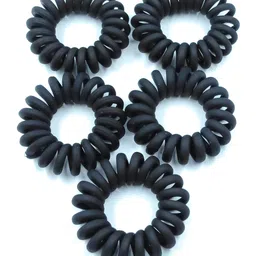 fairytale Matte Black Spiral Hair Rubber Bands. Set Of 5. Size Small image 4