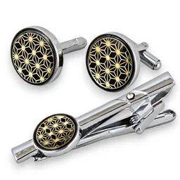 lucky jewellery Men Jewelry Silver Plated Black Color Cufflink Formal Sleeve Button Cuff Shirt Button, Suit, Blazer Cufflinks and Tie Pin Combo Gift Set For Men (370-CHC5-1122-S) image 1