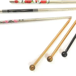 triply9 Metal (19 cm) & Plastic (14 cm) combo bun stick (Pack of 6) image 5