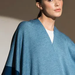 khaleej Women Blue Topaz Patterned Cape image 4