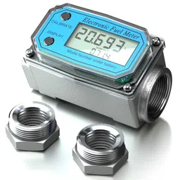 Turbine Flow Meter, Electronic Oil Flowmeter, Kerosene Gas Methanol Diesel Fuel Flow Digital Meter, 3/4" 10-100L/Min LCD Display BSPT/NPT with Battery image 1