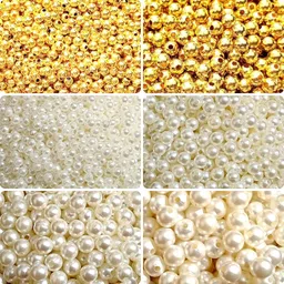 kwizy Pearl Beads Moti Combo For Jewelry Making 1200 Pcs Acrylic Plastic Embroidery Art And Craft Kids DIY Making Purpose Loose Pearls With Holes For Bracelet Necklace Earring Sewing Crafts Decoration image 1