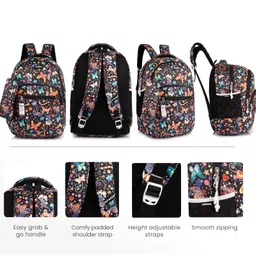 half moon School Bag for Girls Boys | Class 5th to 12th | Daypack Bagpack | 35L College Backpack for Women Men | Three Spacious Compartments with Pouch image 2