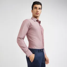 raymond Men Slim Fit Solid Pattern Pure Cotton Semi Cutaway Collar Full Sleeve Formal Shirt image 2