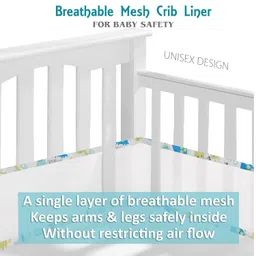 Oscar Home Breathable Mesh Crib Liner - Crib Liner Best for Your Baby Safety -Fits Full Four Sides of Crib Bed. 28 x 360 cms (Esquire) image 5